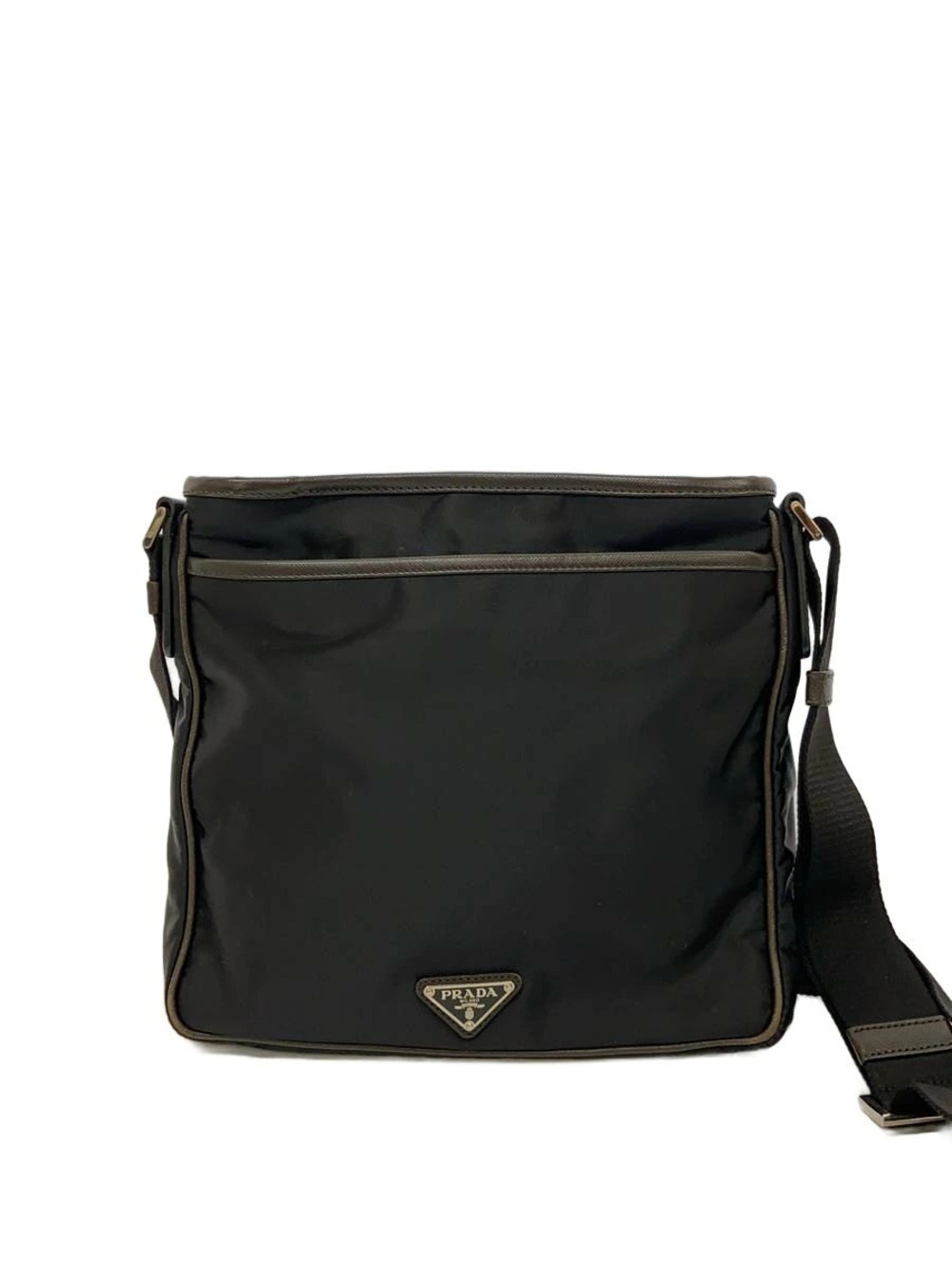 Prada Tessuto Saffiano Leather Shoulder Bag Black